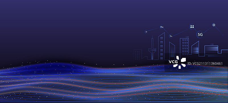 科技创新城市光线线条的插画图片素材