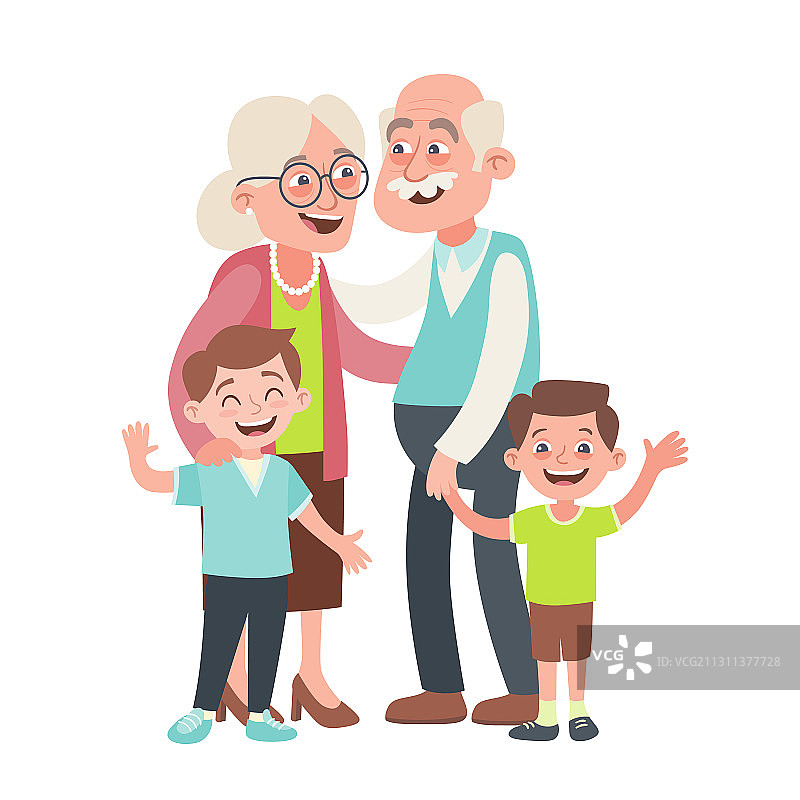 慈祥的祖父母和孙子们图片素材