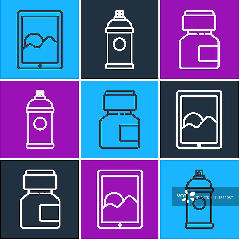 图形平板电脑油画颜料罐染料图片素材