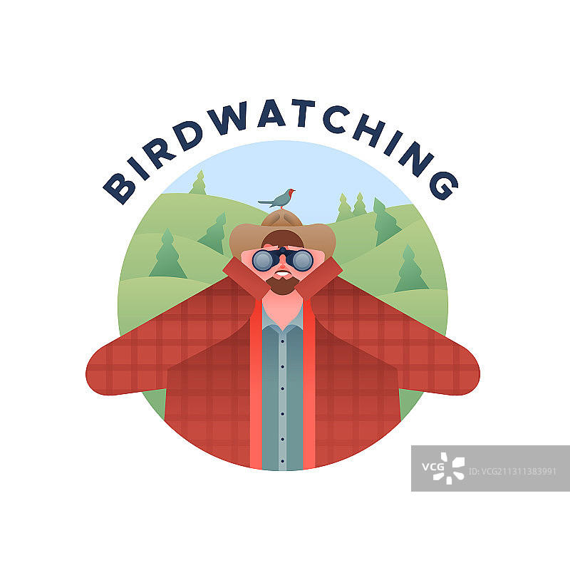 使用双筒望远镜观鸟的男人图片素材