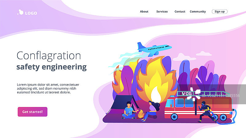 预防野火概念着陆页图片素材