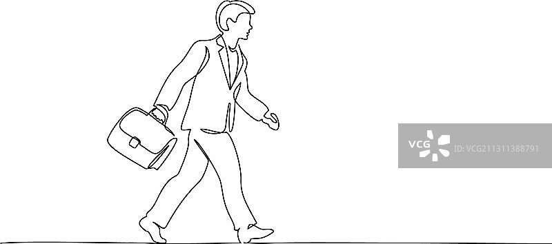 男人提着公文包在街上行走图片素材