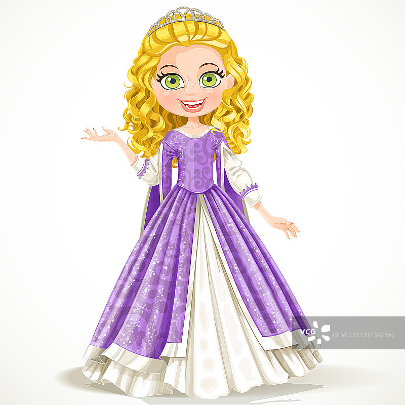 身穿紫色连衣裙的年轻漂亮公主图片素材