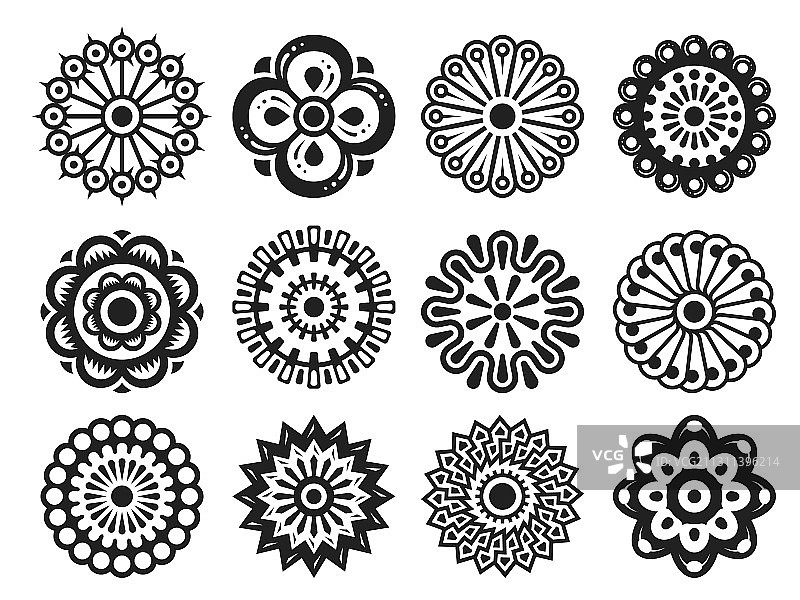 风格化的花卉设计元素合集图片素材