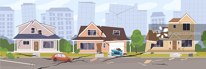 地震城市全景图片素材