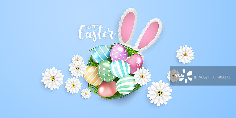 复活节兔子装饰背景图片素材