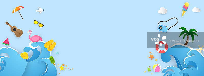 春夏边框海报游泳圈问候图片素材