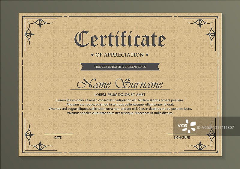 文凭货币边框证书模板图片素材
