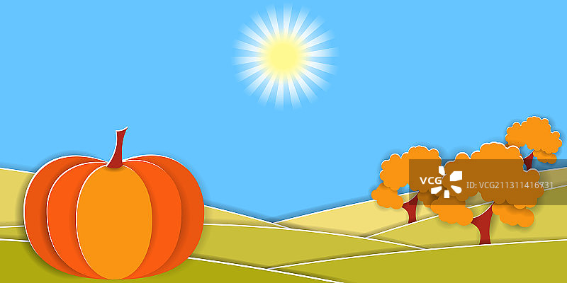 秋季乡村风景与大南瓜图片素材