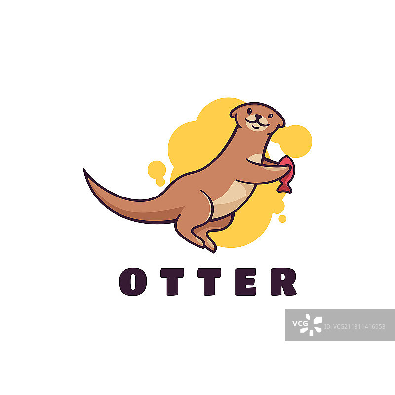 简约吉祥物风格的水獭Logo图片素材