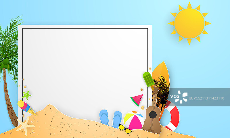 春夏边框海报游泳圈问候图片素材