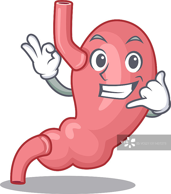 卡通设计：打电话的人体胃部图片素材