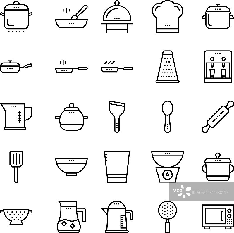 厨房用具轮廓图标2图片素材
