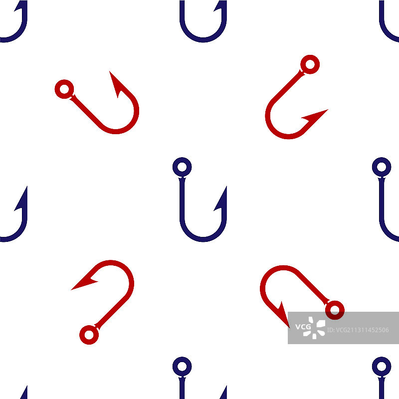 蓝红色鱼钩图标图片素材