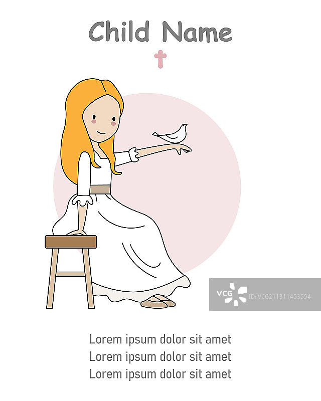 女孩首次圣餐邀请函图片素材