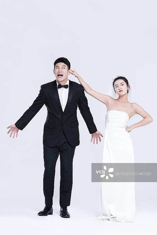 幽默的新郎和新娘图片素材