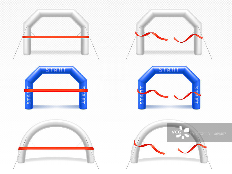 带有红色丝带的运动赛事充气拱门图片素材