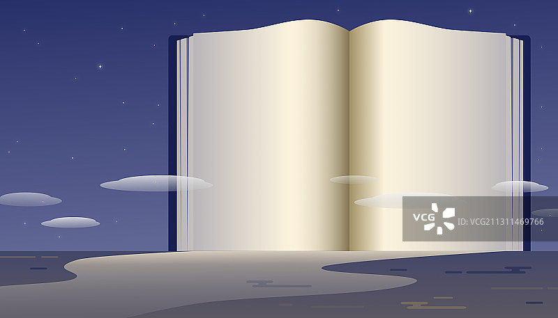 海上打开的书本矢量插画图片素材