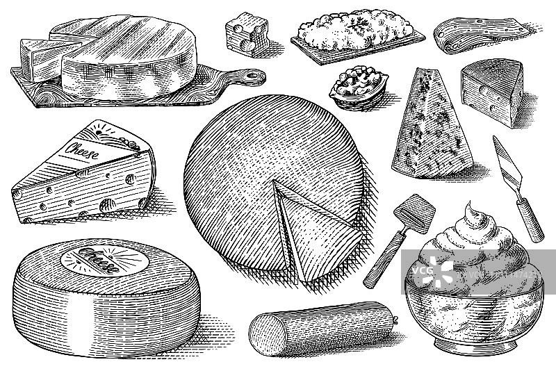 马斯卡彭蓝纹奶酪切片图片素材