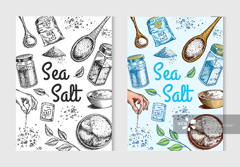 海盐海报和banner复古标签图片素材