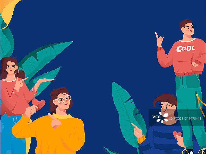 一群男女站在一起互联网矢量人物扁平插画图片素材