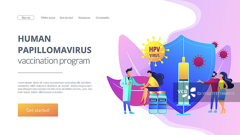 HPV疫苗接种概念落地页图片素材