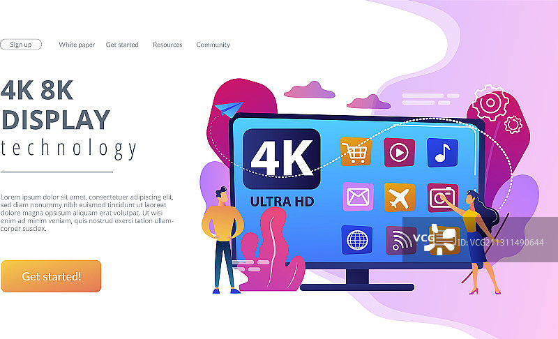 UHD智能电视概念着陆页图片素材