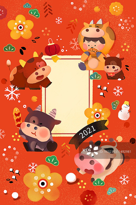 牛年大吉 竖构图图片素材