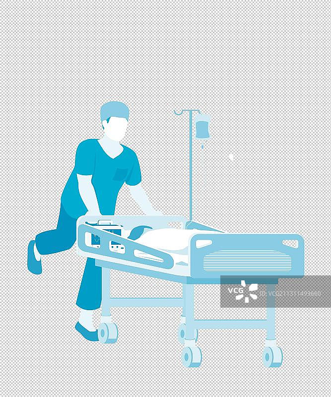 医务人员推平车抢救病人图片素材