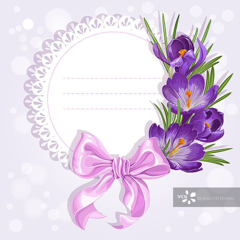 带有黄色和紫色花环的镂空卡片图片素材