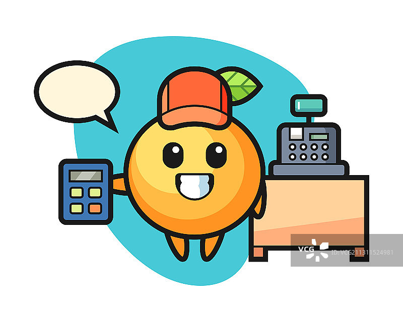 卡通橙子收银员图片素材