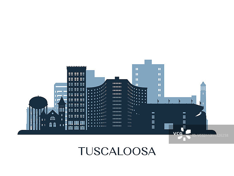 塔斯卡卢萨天际线单色剪影图片素材