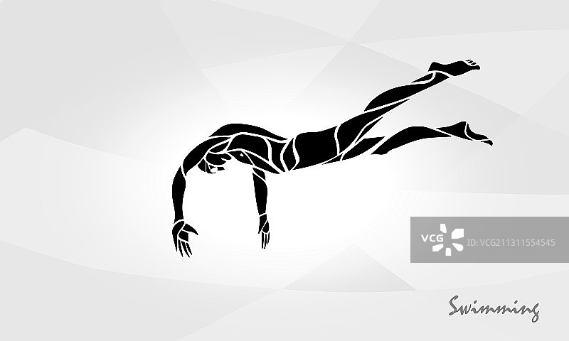 起跑器上的游泳者剪影图片素材