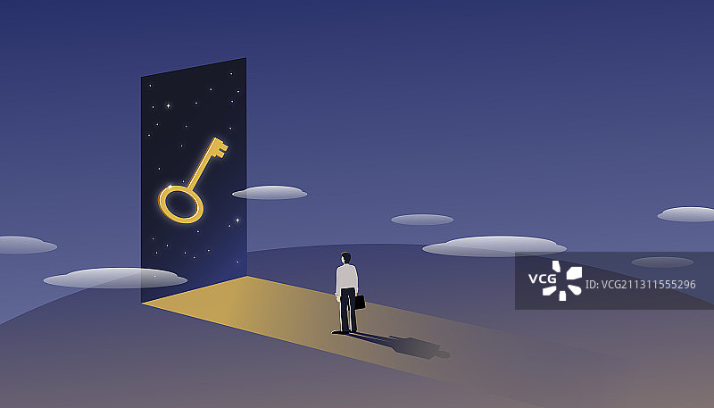 通往成功大门的钥匙矢量插画图片素材