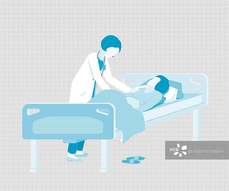 病床旁女医生为病人检查身体图片素材