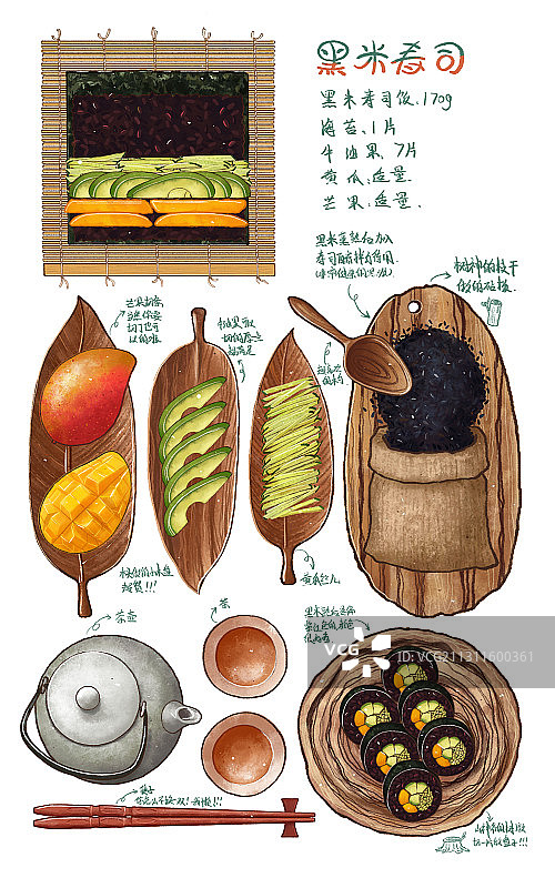黑米寿司图片素材