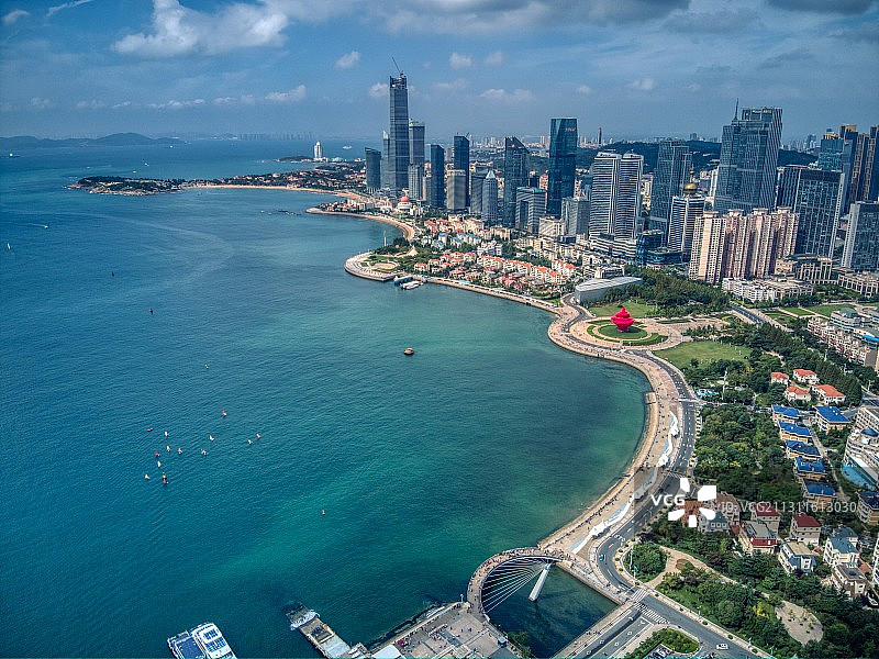 碧海蓝天青岛浮山湾图片素材