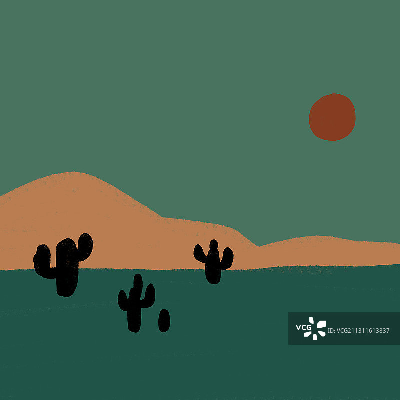 沙漠色块装饰手绘插画图片素材