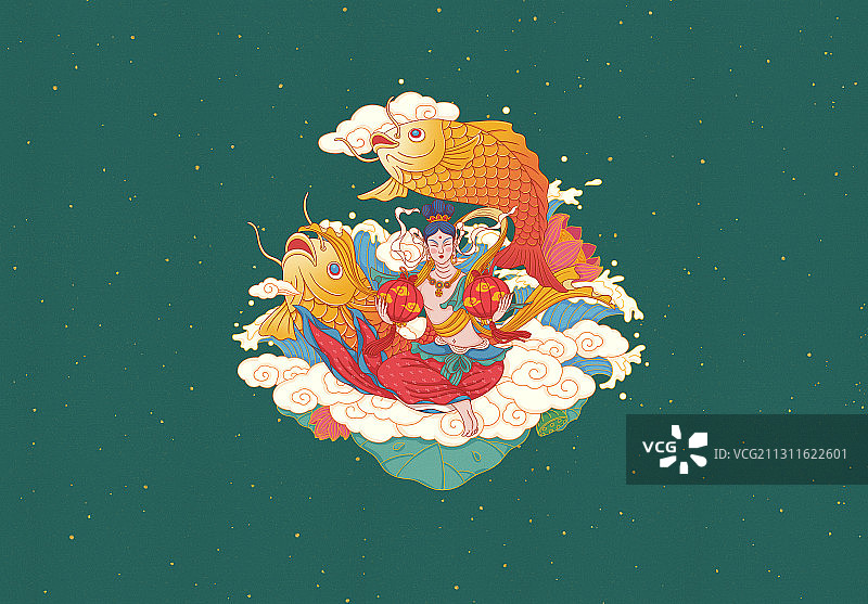 春节吉星高照绿底横版图片素材