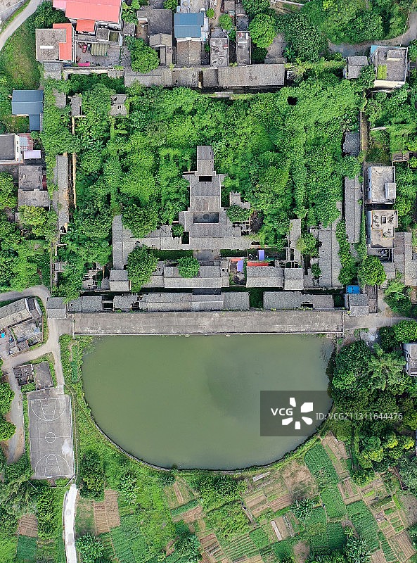 广东省惠州市惠阳区淡水洋纳曲水楼客家围屋航拍图片素材