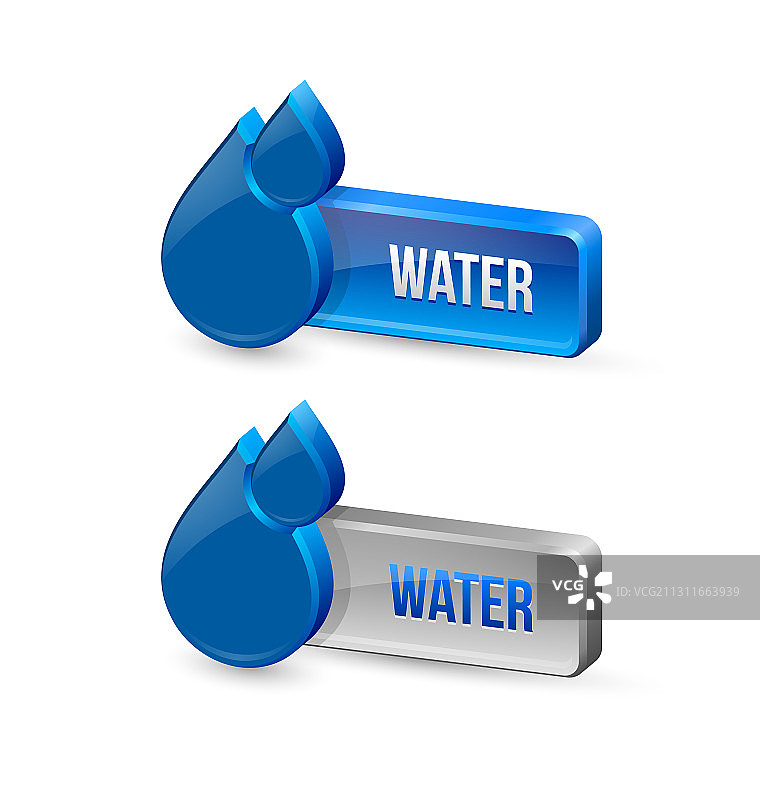 蓝色光泽感3D水滴按钮图片素材