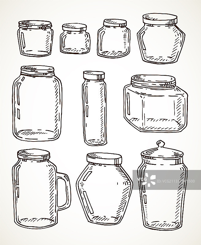 手绘罐子图片素材