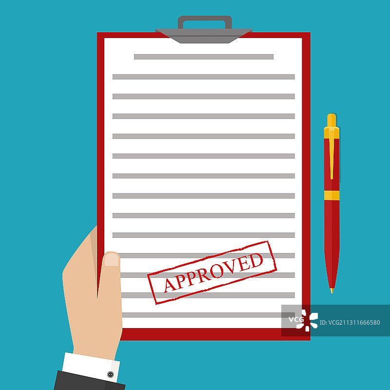 扁平风格已批准文件绿色印章图片素材