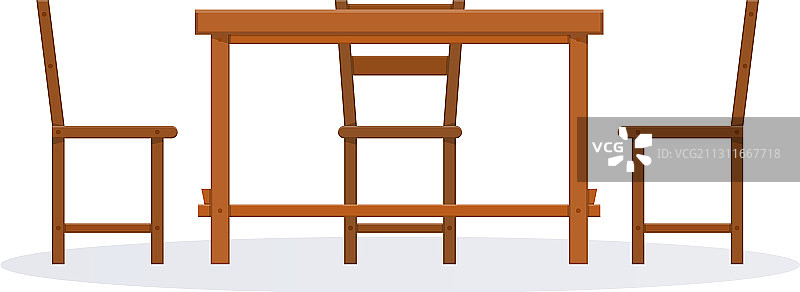木制野餐家具椅套装图片素材