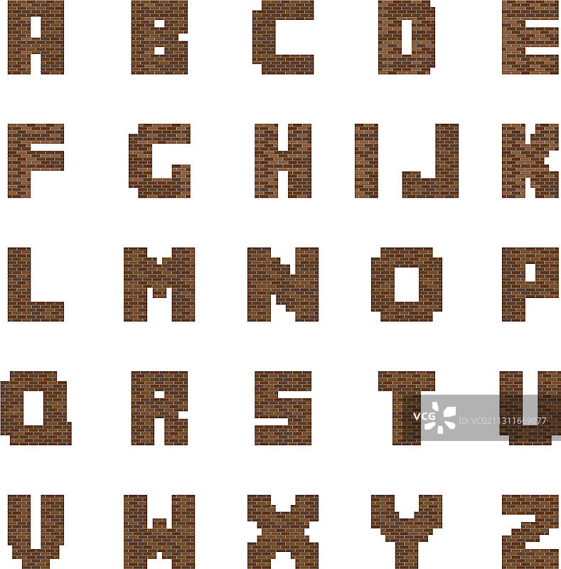 棕色砖块字母图片素材