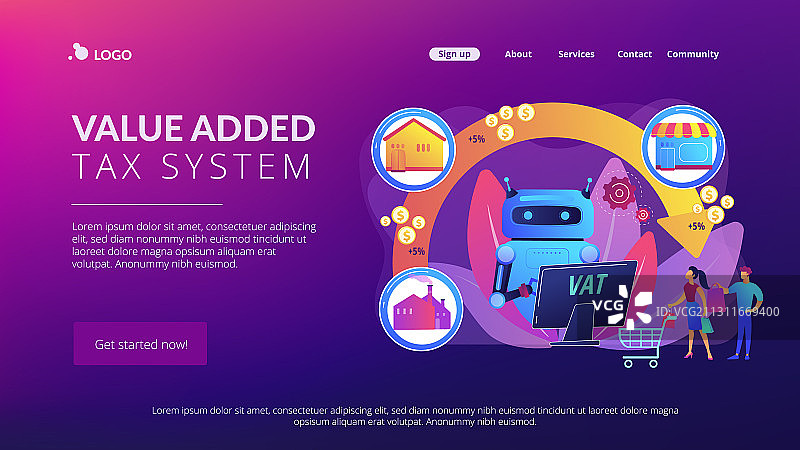 增值税系统概念着陆页图片素材