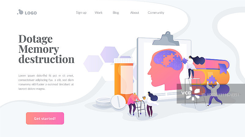 阿尔茨海默病着陆页概念图片素材