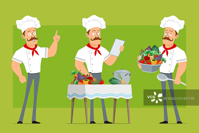 卡通扁平强壮的厨师男人物设定图片素材