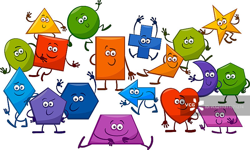 卡通趣味基础几何形状角色图片素材