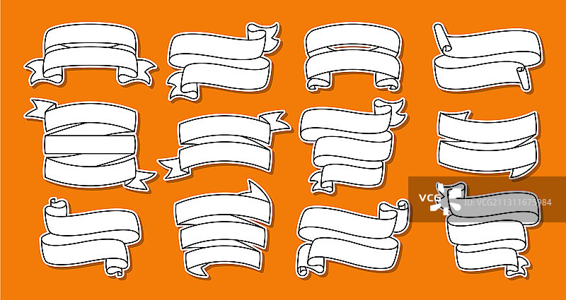 彩带贴纸线条轮廓标签图片素材